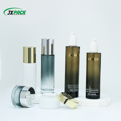 Custom Round Glass Bottle for Lotion Cream Serum Cosmetic Packaging